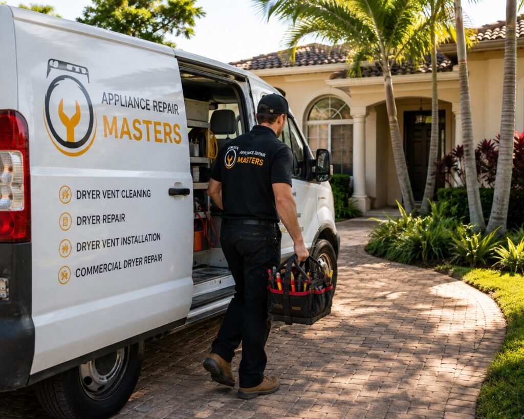 Appliance Repair Masters technician arriving for a dryer service call