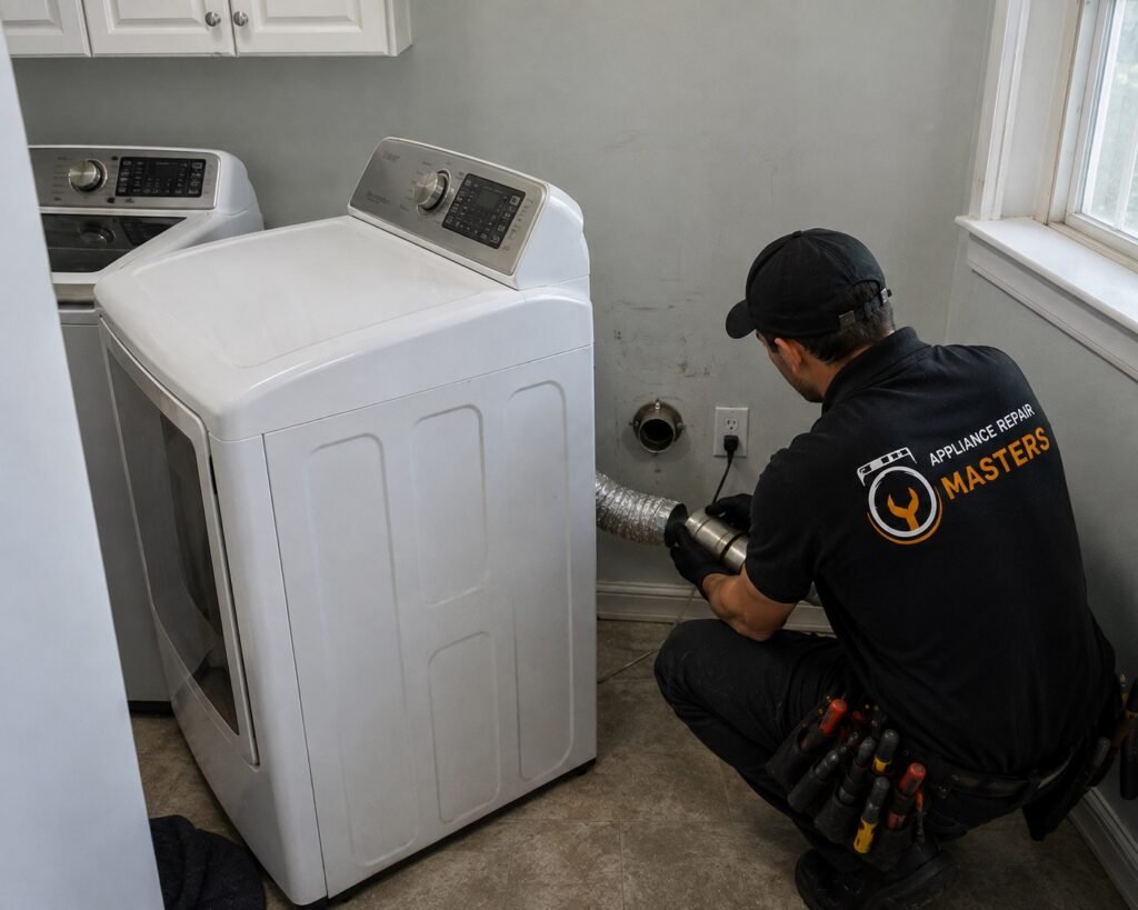 Dryer vent cleaning in a Boca Raton second floor laundry room